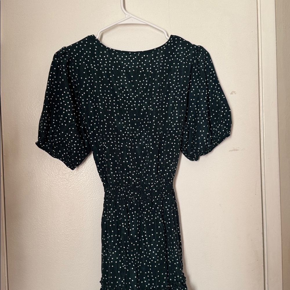 NWT Ouges Elegant Dark Green Polka Dot Wrap Dress… - image 4